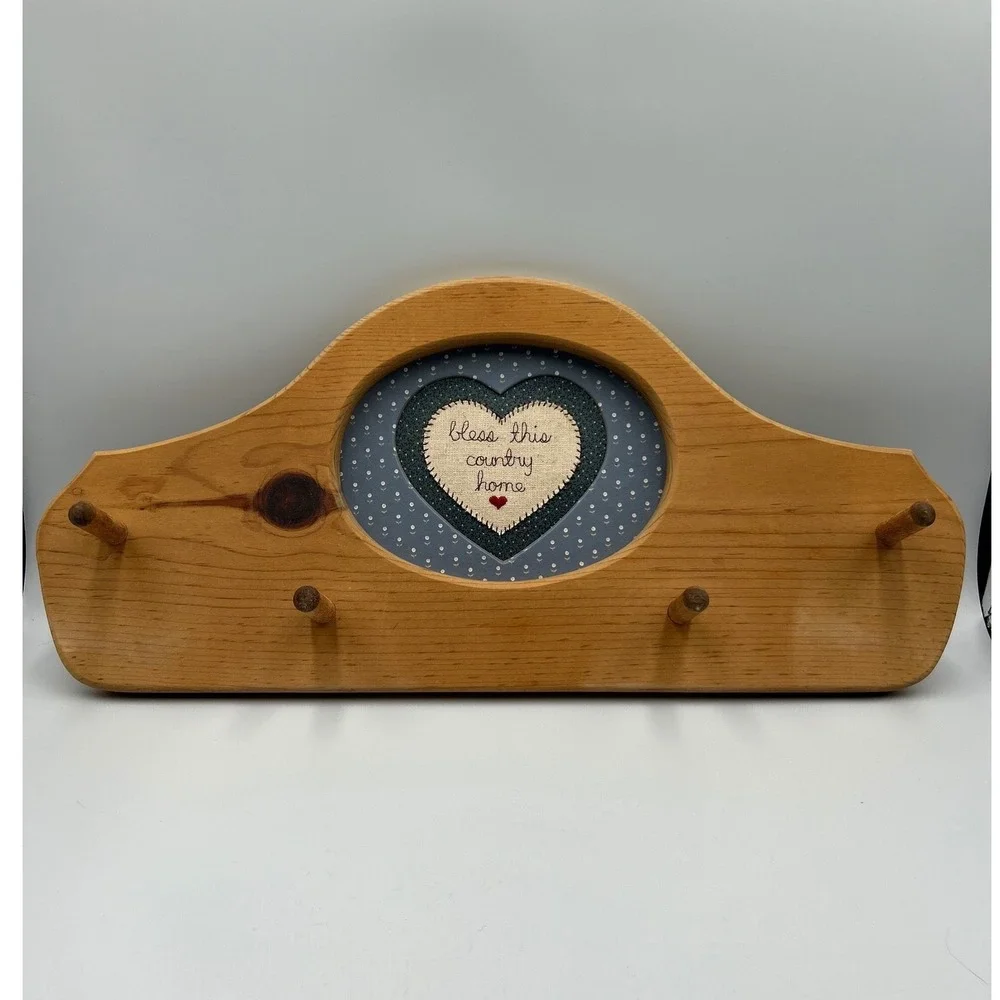 Homewarmers by Valorie Wood Wall Peg Rack Bless This Country Home Heart Plaque